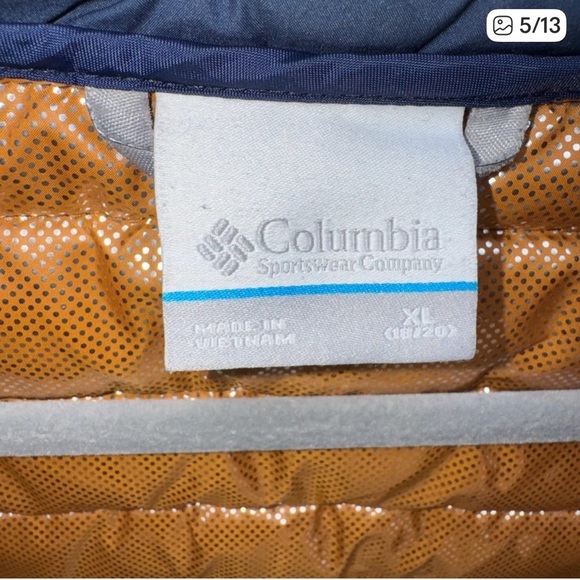 Columbia Quilted Puffer Blue Jacket Youth Kids Size XL 18/20 Full Zip - Picture 4 of 10